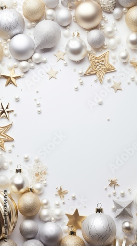 White Christmas themed background in portrait mode with copy space - stock picture backdrop