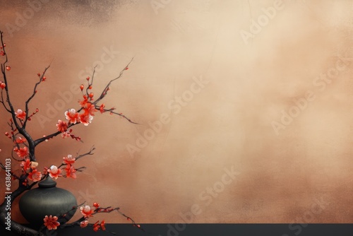 Oriental themed background in portrait mode with copy space - stock picture backdrop