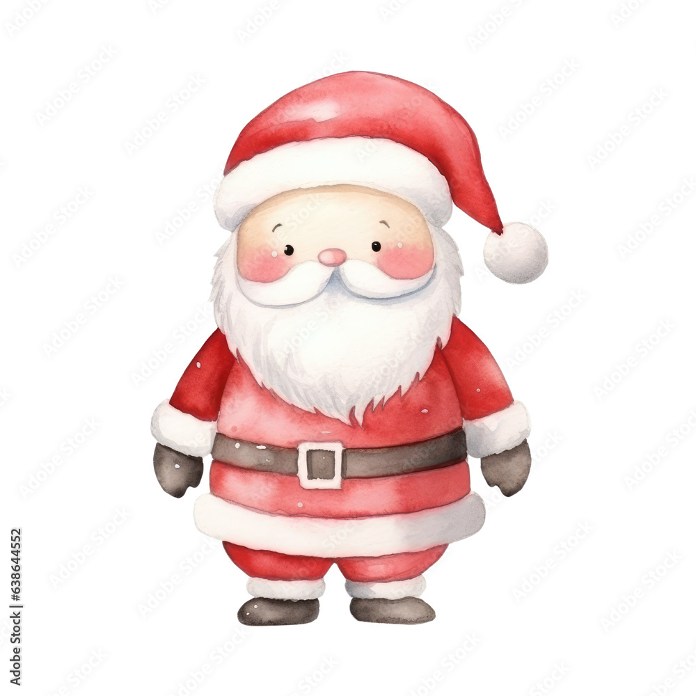 Santa claus watercolour illustration. clipart for design. Christmas elements. isolated on transparent background. Generative ai Santa claus watercolour illustration. clipart for design. Christmas elements. isolated on transparent background. Generative ai