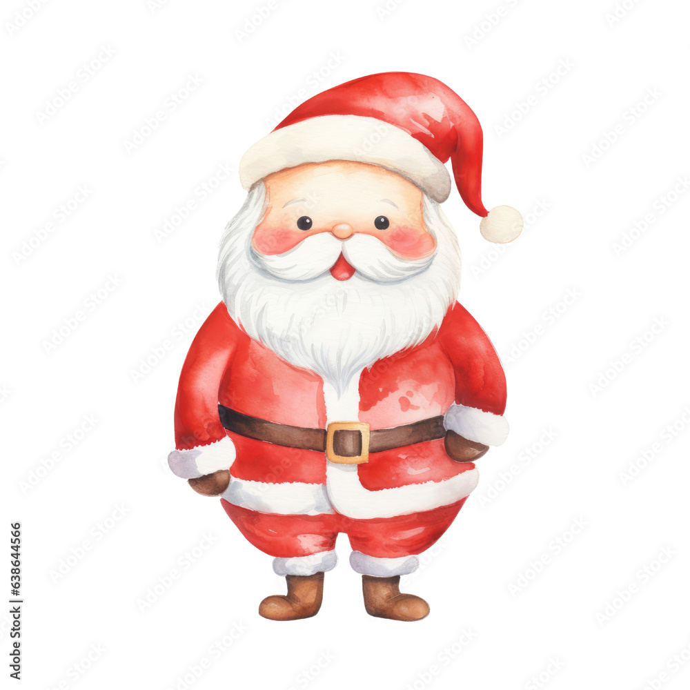 Santa claus watercolour illustration. clipart for design. Christmas elements. isolated on transparent background. Generative ai Santa claus watercolour illustration. clipart for design. Christmas elements. isolated on transparent background. Generative ai