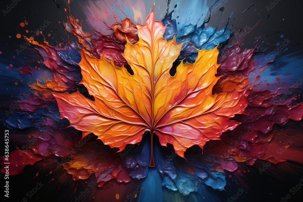 autumn leaves exploding from the center out to the edges. AI generative