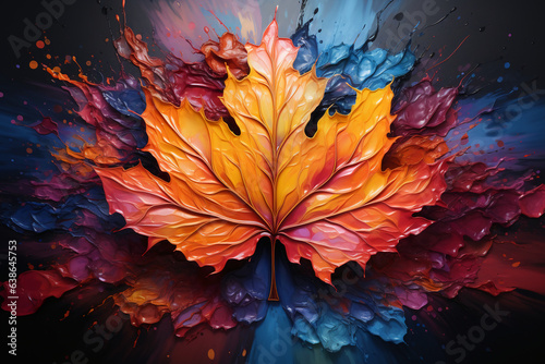 autumn leaves exploding from the center out to the edges. AI generative © SANGHYUN