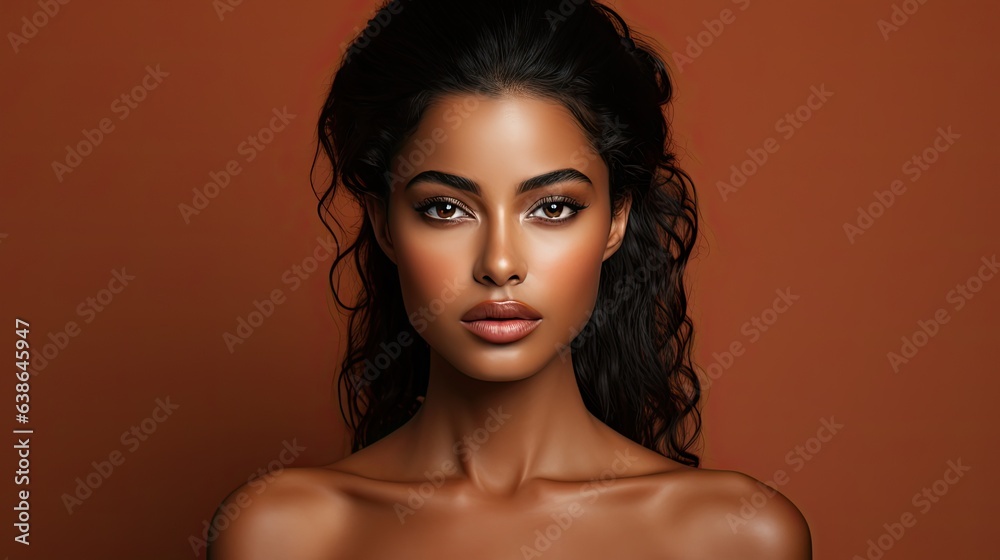 Portrait of beautiful asian indian woman, close up front view, generative ai Portrait of beautiful asian indian woman, close up front view, generative ai