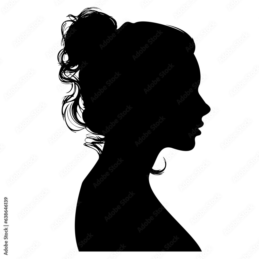 cutout silhouette of young woman profile portrait 