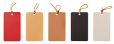Craft cardboard tags isolated on a transparent background
