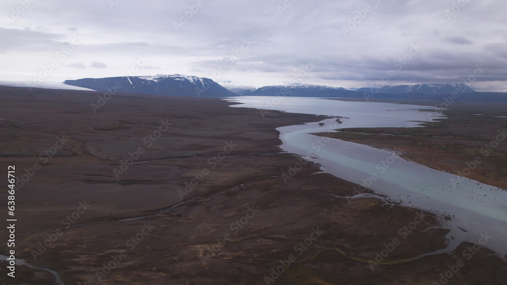 The Hagavatn Lake in the Highland south of Langjokull glacier. Hvitarvatn is a glacier lake in the Icelandic Highlands, feeding the glacier river Hvita in South Iceland. The Hagavatn Lake in the Highland south of Langjokull glacier. Hvitarvatn is a glacier lake in the Icelandic Highlands, feeding the glacier river Hvita in South Iceland.