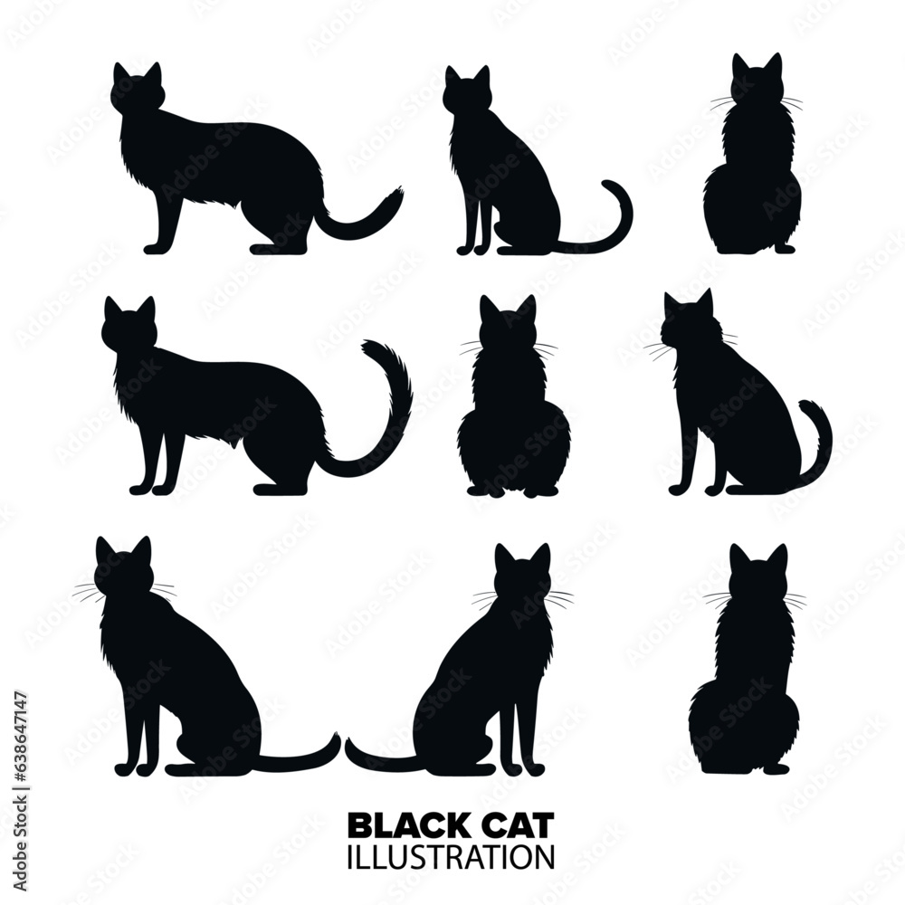 Unleash the Spook: Vector Black Horror Cats Graphics for Halloween Thrills - Transparent Background, PNG, Vector
