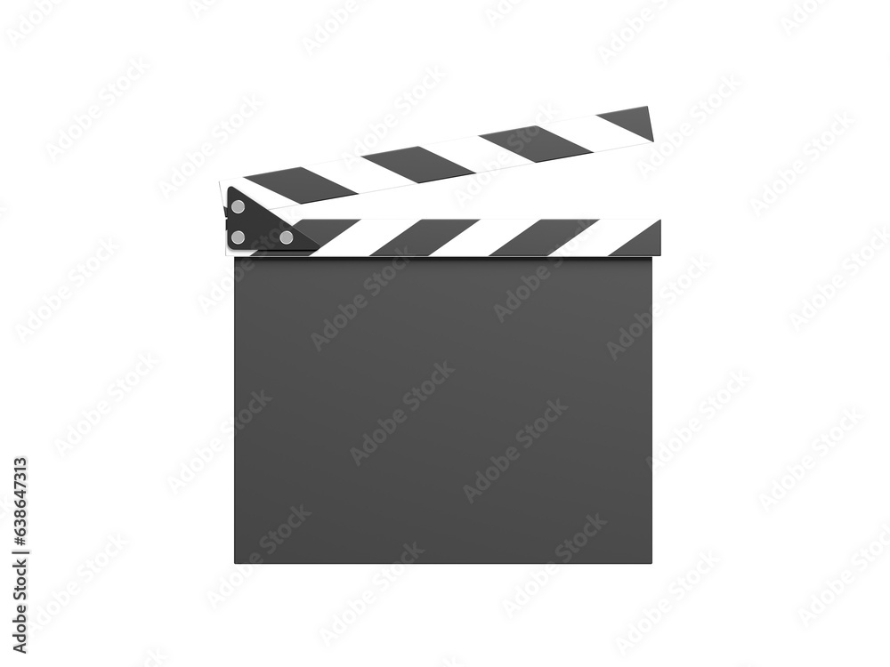 Blank clapperboard. Isolated. 3d illustration.