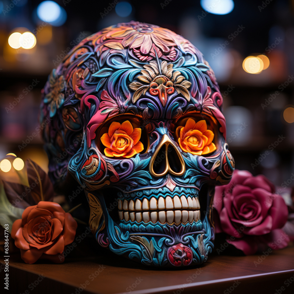 Fototapeta premium photograph of a mexican skull,day of the dead