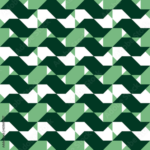 Seamless pattern with geometric motifs in three colors