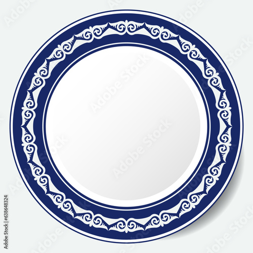 Round Frame, workpiece for your design. Ornamental elements and motifs of Kazakh, Kyrgyz, Uzbek, national Asian decor for plate, textile and print design. Circle frame. Vector. 