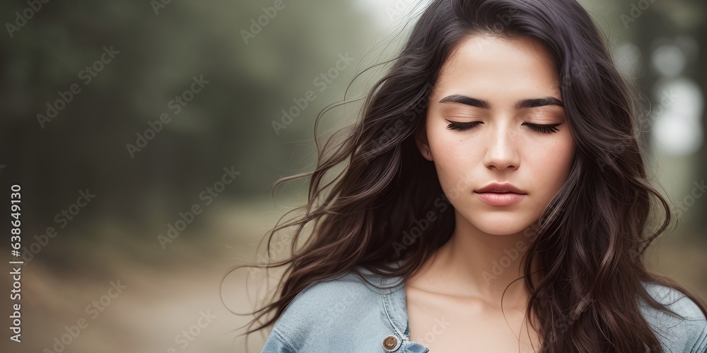 A young woman with beautiful hair, generative AI A young woman with beautiful hair, generative AI
