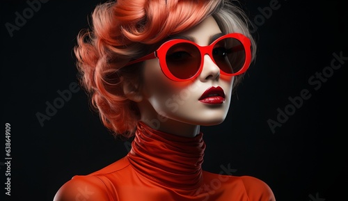 Portrait of a young woman wearing sunglasses, generative AI