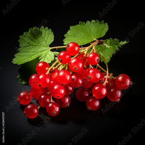 red currant on black background