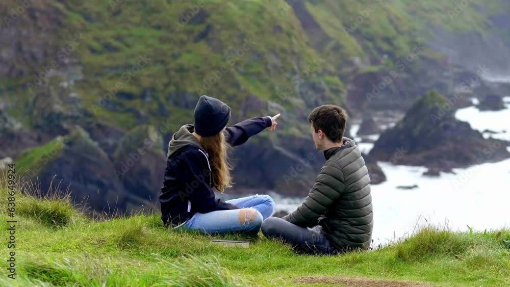 Young couple in love on a honeymoon trip to Ireland - slow motion clip Young couple in love on a honeymoon trip to Ireland - slow motion clip