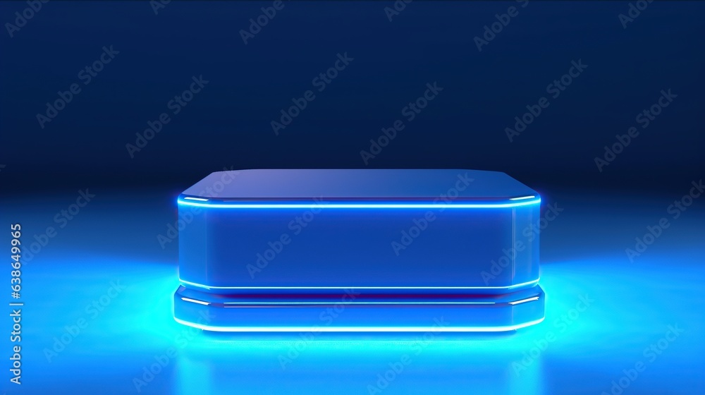 custom made wallpaper toronto digitalFuturistic blue podium with light and reflection