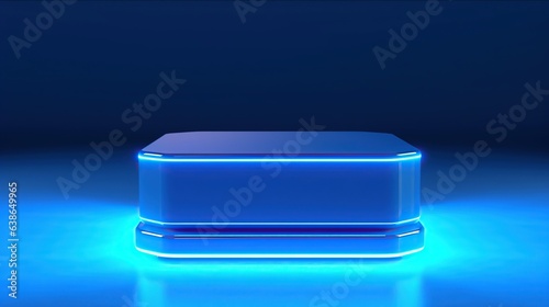 Wallpaper Mural Futuristic blue podium with light and reflection Torontodigital.ca