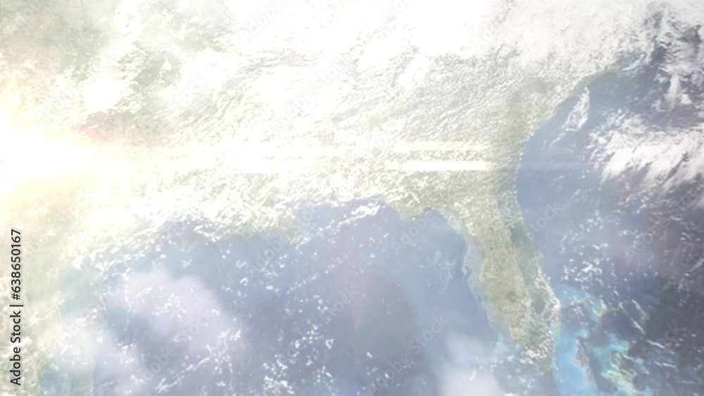 Zoom in from space and focus on Pensacola, Florida, USA. 3D Animation. Background for travel intro. Elements of this image furnished by NASA	