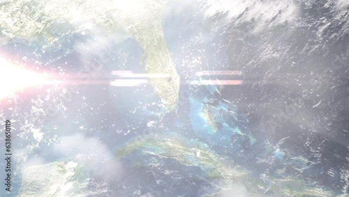 Zoom in from space and focus on Kendale Lakes, Florida, USA. 3D Animation. Background for travel intro. Elements of this image furnished by NASA	 photo