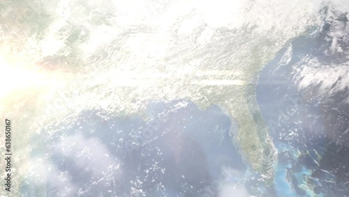 Zoom in from space and focus on Pensacola, Florida, USA. 3D Animation. Background for travel intro. Elements of this image furnished by NASA	