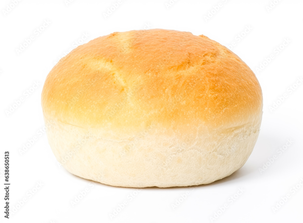 Round bread isolated white background.
