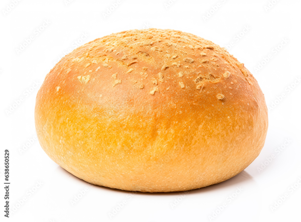 Round bread isolated white background.
