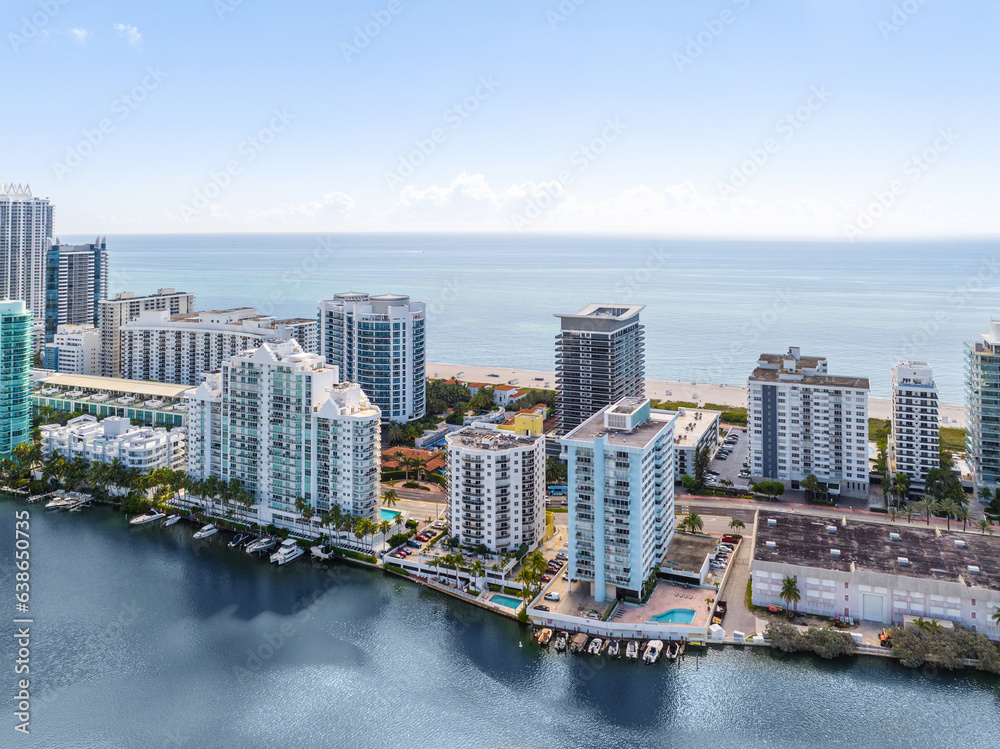Fototapeta premium Aerial view from a drone over Miami Beach