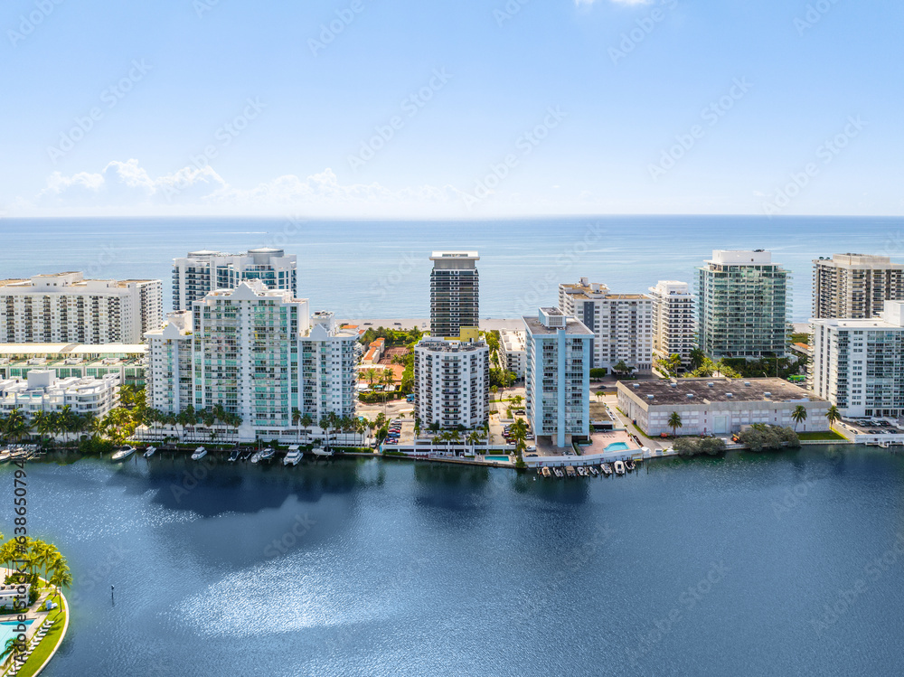 Fototapeta premium Aerial view from a drone over Miami Beach