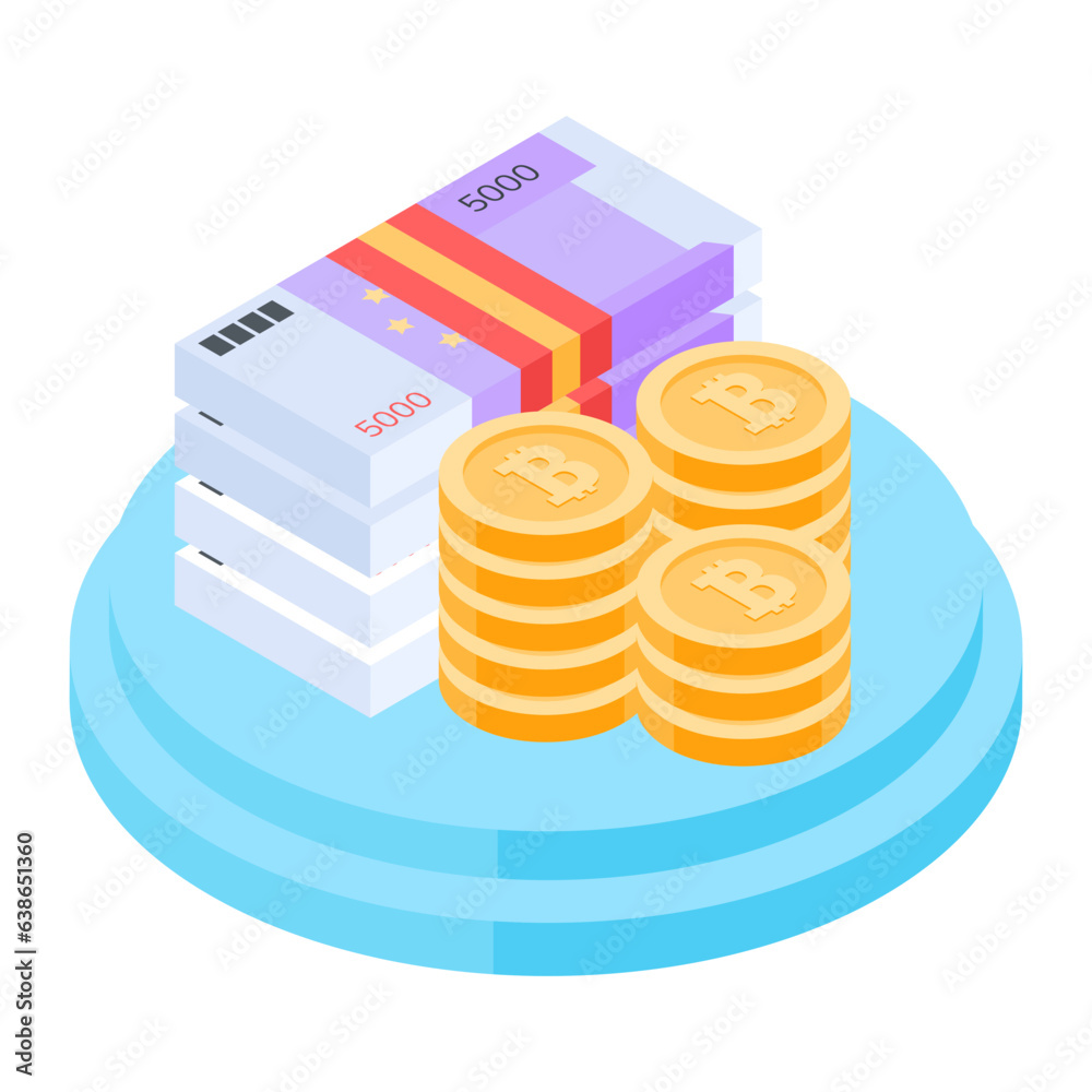 Isometric icon of money Isometric icon of money