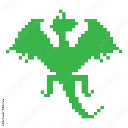 Wallpaper Mural Green pixel silhouette of asian symbol dragon isolated on white. For celebrating chinese new year 2024, greeting card, baby bedding pillow, embroidery, package. Vector illustration Torontodigital.ca