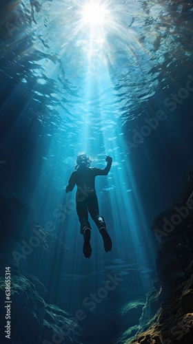 scuba diver in the sea © medienvirus