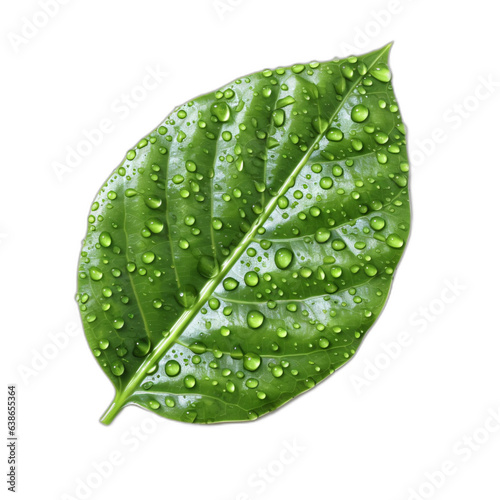 isolated green leaf with water drops