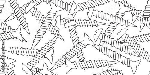 black white pile screws seamless pattern