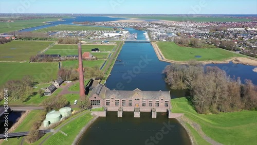Aerial from Steam Driven Pumping Station Wouda Gemaal at Lemmer in the Netherlands
 photo
