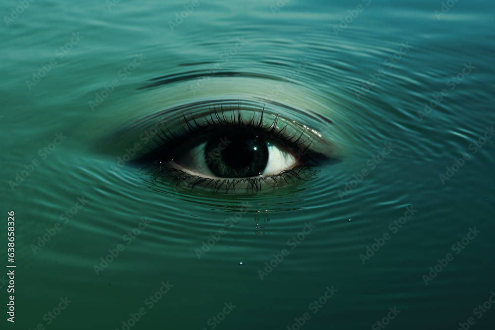 Eyes of the sea. Surreal composition of the sea with an eye. The ...