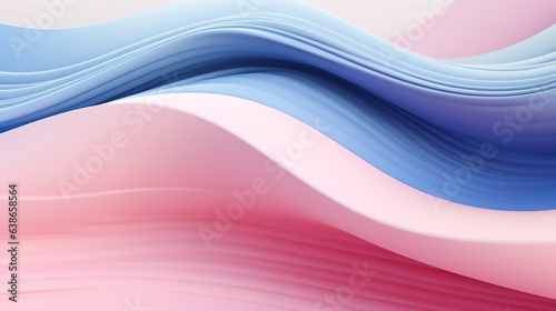 abstract illustration of wavy volumetric lines in blue and pink. watercolor background