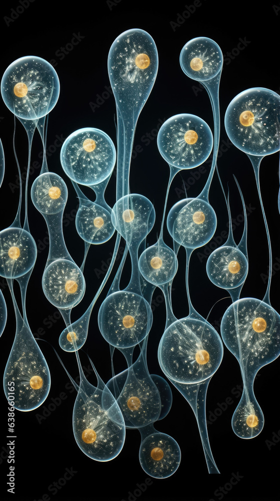 This macro image of Saccharomyces cerevisiae displays unicellular organisms with a round shape