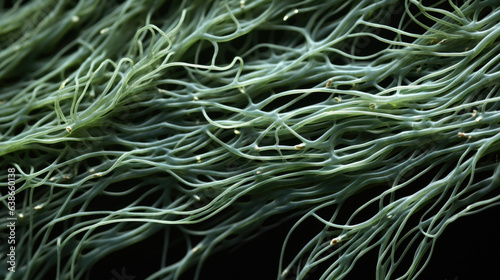 This microscope image depicts an array of numerous microscopic cilia. The cilia are minuscule hairlike appendages which grow from a central hub forming a tightlypacked photo