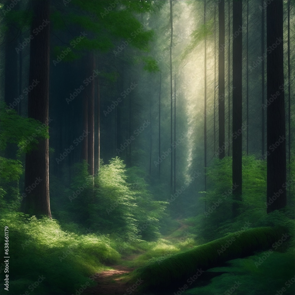 forest scenery realistic illustration