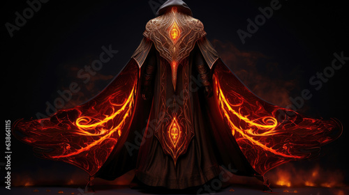 The pyromancers cape flowed in a demonic dance illuminated by the flames of their art. The deep red embroidered crest of their ancient class shone on their back and the hafts