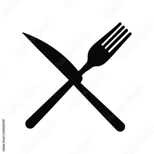 Fork and Knife icon vector, solid illustration, flat design on white background..eps