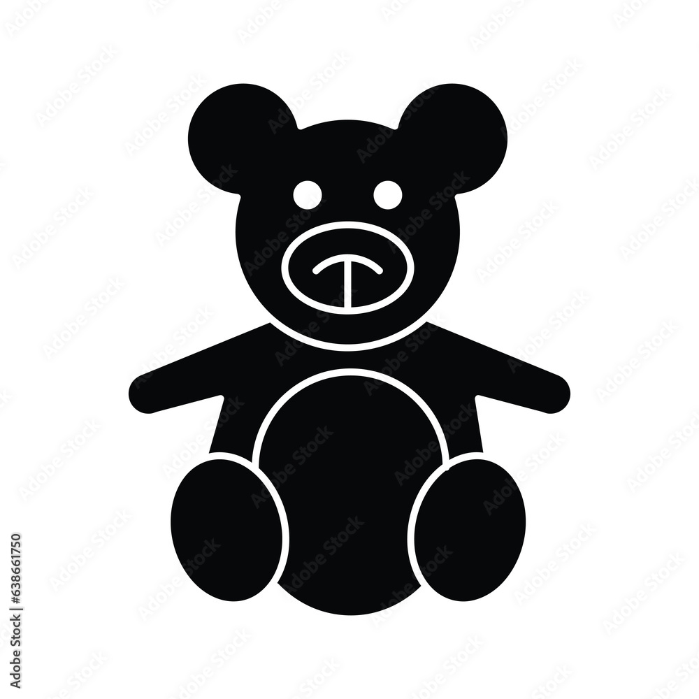 Fototapeta premium Soft toy, Teddy bear,Teddy bear line icon. Toy, stuffed animal, game. Playroom concept..eps