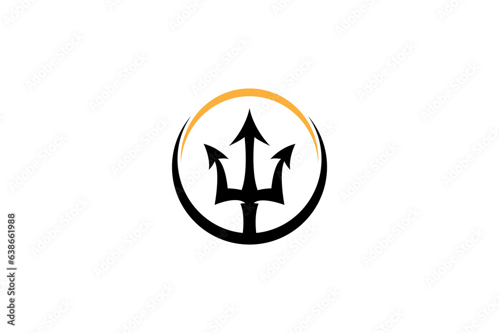Trident Neptune God Poseidon Logo design label