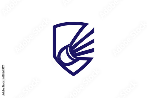 Badminton sport logo design with shield combination