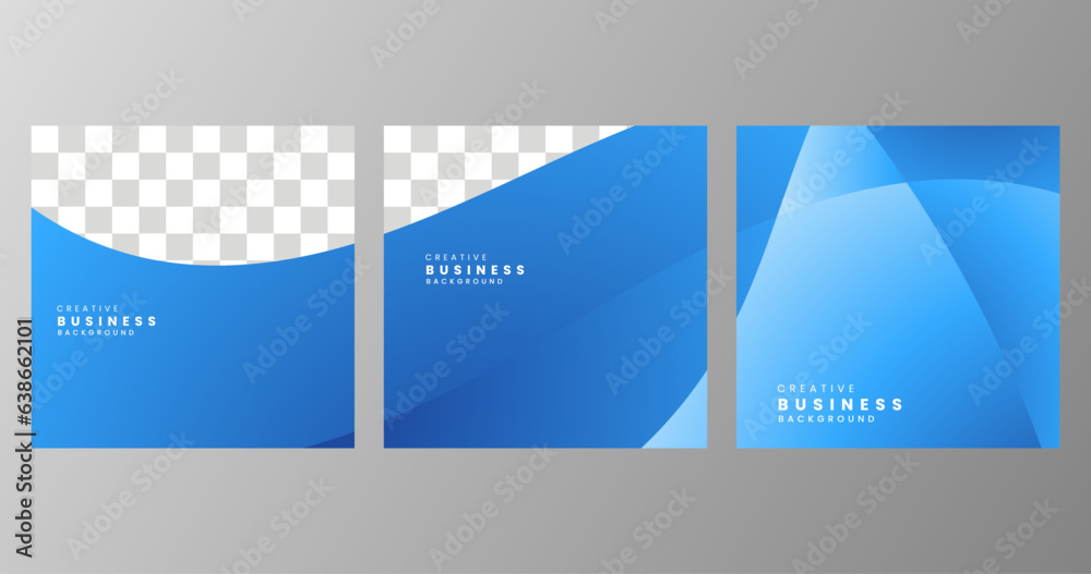set of square social media template blue sky gradient background for business with copy space area set of square social media template blue sky gradient background for business with copy space area