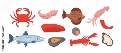Seafood menu vector set