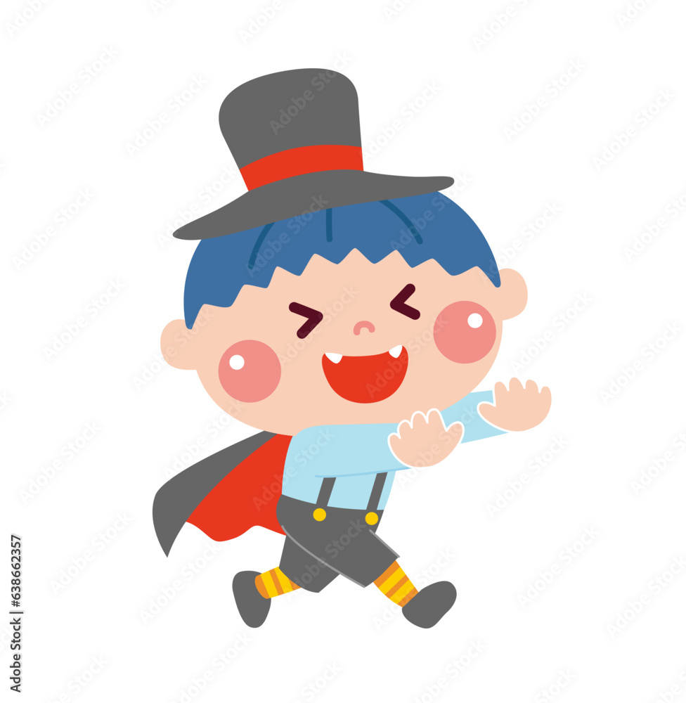 ハロウィンで仮装をしている男の子のイラスト