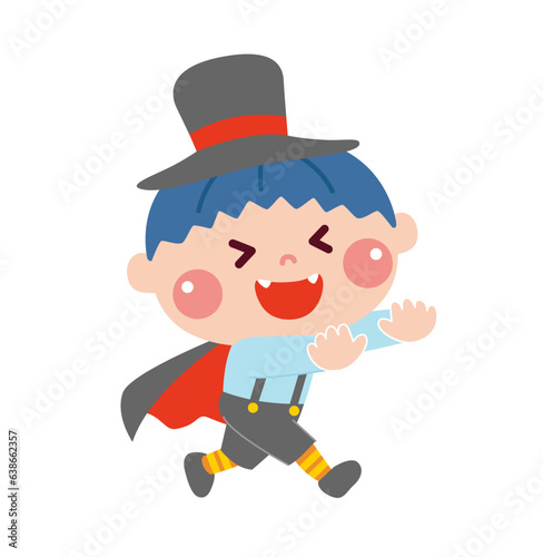 ハロウィンで仮装をしている男の子のイラスト