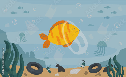 Water pollution vector concept