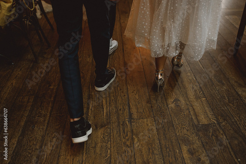 bride and groom walking